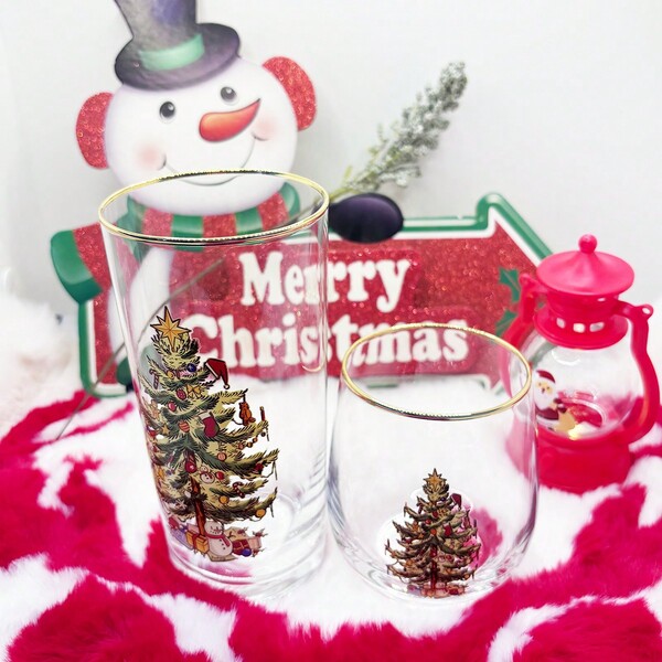 2/4/6 piezas Cristalería de árbol de Navidad - Hecho de cristal - Phnom Penh - Vajilla clásica para bebidas - Regalos de Navidad, festividades o bodas - Copas de vino (highball/huevera)
