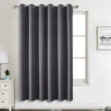 1 件或 2 件可选,顶部孔眼窗帘布,优质面料三重编织遮光隔热窗帘,适用于卧室、客厅、餐厅、厨房橱柜窗帘,深灰色 - 深灰色 - 查看 19