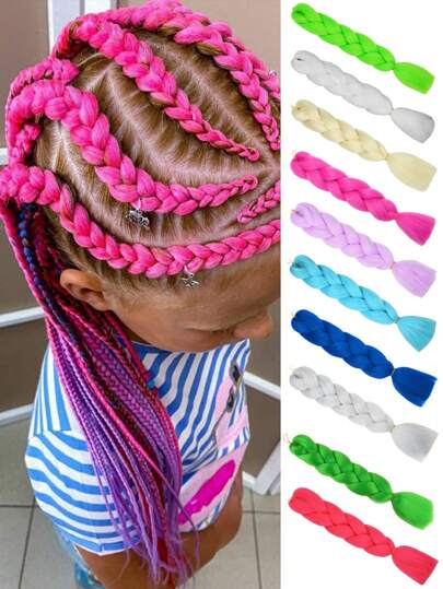 1pc 24 Inch 100g/Pcs Jumb Braiding Hair Extensions Green Pink White Purple Blue Blonde Gray Multi-Color Extension Hair For Women Daily Holidays Party And Christmas Music Festival Carnival New Year Gifts Used
