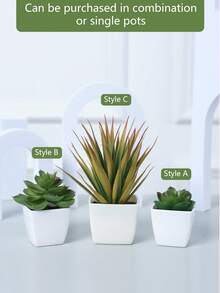 1 件/3 件人造迷你盆栽植物，适合室内和室外、家庭、酒店、办公室、桌面装饰 - 綠色 - 查看 2