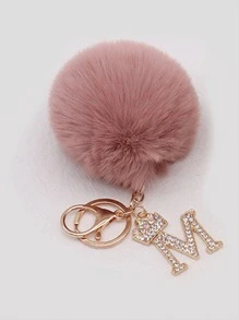 Sparkling Rhinestone Letters A-Z Keychain With Cute Plush Lucky Crystal Pendant Shiny Alloy Pendant Perfect For Bags And Backpacks - Perfect For Birthdays And Special Occasions Christmas Gifts Gift Thanksgiving