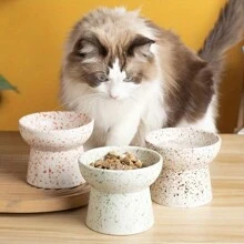 Raised Ceramic Cat Bowl, Pet Bowl With Neck Protection, Flat Mouth Bowl, Cat Food Bowl, Small Dog Bowl - 300ml - View 9
