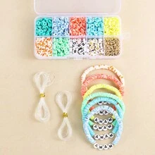10 件彩色软粘土珠子 DIY 工艺套件，适用于手链和项链制作 - 彩色 - 查看 12