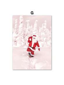 1PC Pink Christmas Winter Snow Santa Chalet Wall Art Canvas Painting Nordic Posters And Prints Wall Pictures For Bedroom Home Decor No Frame Christmas Decorations Room Decor - Multicolor - View 14
