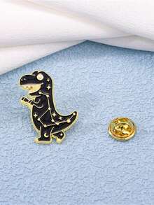 复古卡通十二生肖和恐龙金属徽章胸针，用于服装、背包装饰 - 黑色 - 查看 11