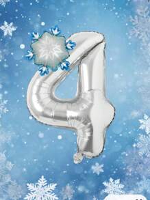 2pcs/Set 32" Silver Number Foil Balloon, Ice And Snow Birthday Party Decor Balloons, Frozen Theme, Frozen Balloons, Mini Gradient Snowflake Balloons, Winter Theme Party Decor, Snowflake Party Decoration, Christmas Party Decoration - Multicolor - View 19
