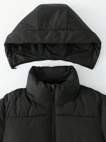 Women's Winter Puffer Jackets With Removable Hood,Zip Pockets,Stand Collar,Warm Ladies Quilted Coat