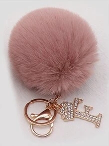 Sparkling Rhinestone Letters A-Z Keychain With Cute Plush Lucky Crystal Pendant Shiny Alloy Pendant Perfect For Bags And Backpacks - Perfect For Birthdays And Special Occasions Christmas Gifts Gift Thanksgiving