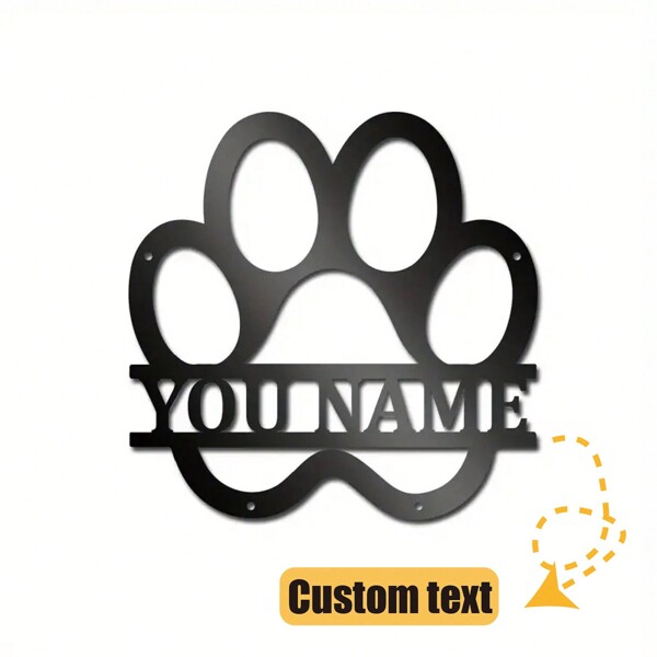 1 stuk aanpasbaar metalen bord met hondenpoot, metalen wanddecoratie, schattig silhouetontwerp van een hondenpoot, cadeau voor dierenliefhebbers, woondecoratie, gepersonaliseerd cadeau voor een housewarming, geschikt voor thuis, woonkamer, kantoordecoratie, Valentijnsdag, Valentijnsdagdecoratie, verjaardag, afstuderen