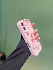 1 个哑光 TPU 软边手机壳 + 1 个粉色蝴蝶结挂绳套装，花卉和字母图案，兼容 iPhone//Redmi 手机 - 彩色 - 查看 5