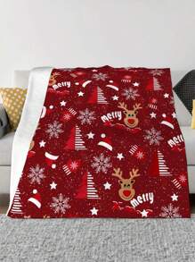 1 pièce Couverture imprimée avec des éléments de Noël, confortable et douce. Textile épais et antibactérien, convient pour le canapé, le lit, le salon, les voyages, le bureau, l'étole, la sieste, la climatisation, la couverture de lit. Cadeau idéal pour un anniversaire, un festival, toute l'année