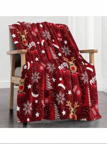 1 pièce Couverture imprimée avec des éléments de Noël, confortable et douce. Textile épais et antibactérien, convient pour le canapé, le lit, le salon, les voyages, le bureau, l'étole, la sieste, la climatisation, la couverture de lit. Cadeau idéal pour un anniversaire, un festival, toute l'année