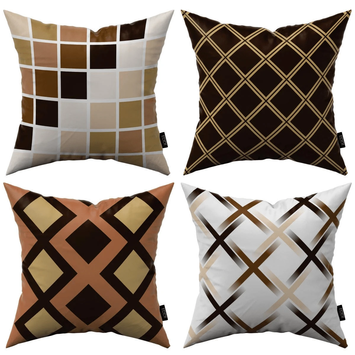 Kit With 4 Decorative Printed Cushion Covers For Living Room Sofa 42cm X 42cm With Zipper Shipping 24hrs - Rỉ Nâu - Xem 1