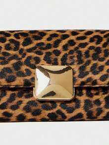 Túi đeo vai nữ SHECARRY Da PU Thu Đông Đi học Du lịch Đi làm Sang trọng Túi xách Baguette họa tiết da báo tinh tế, Túi họa tiết da báo thời trang, Túi họa tiết da báo cho nữ Trở lại với họa tiết da báo - màu nâu - Xem 7