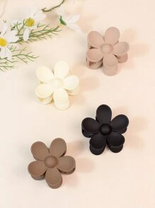 8pcs Women's Khaki 4cm Square Hair Claw Clips, Simple & Versatile, Suitable For Daily Use - Multicolor - View 14