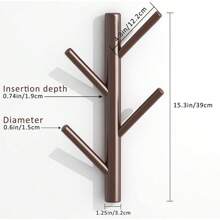 4/6 件现代壁挂式衣钩架，卧室和浴室木质挂钩墙壁装饰，重型易于组装 - 1 白色 - 咖啡棕 - 查看 3