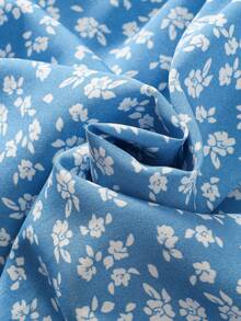 Váy suông họa tiết hoa dệt kim đơn giản cho bé gái mùa thu và xuân - Màu xanh lam - Xem 9