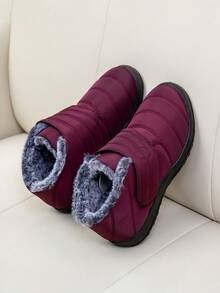 Botas de nieve térmicas antideslizantes para mujer, adecuadas para interiores y exteriores, a juego en pareja - Rojo - Ver 3