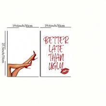 Bộ 2 bức tranh vải nghệ thuật treo tường Better Late Than Ugly Biểu tượng thời trang Poster Quầy bar Xe đẩy Trang trí căn hộ Thẩm mỹ Trang trí tường phòng ký túc xá Không có khung - Nhiều màu - Xem 9