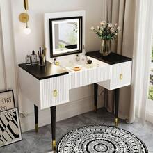 43.3" Modern Vanity Table Set With Flip-Top Mirror And LED Light, Dressing Table With Customizable Storage, White And Black - màu đen - Xem 2