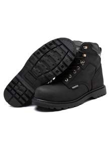 TOSAFZXY Men's Safety Shoes, Anti Smash Steel Toe Safety Boots, Men's Work Boots, Mid Ankle Leather Outdoor Combat Boots, Slip Resistant Hiking Boots - màu đen - Xem 3