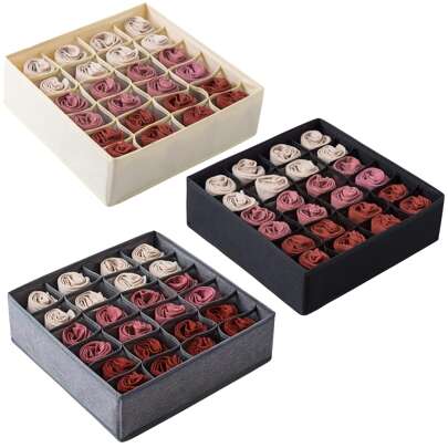 Drawer Organizer For Socks And Underwear, Foldable Closet And Cabinet Storage Box For Clothes, Socks, Underwear, Ties - 24 Compartments (Grey) School Supplies School Accessories Back To School University Students Organizer School Organizer Bags Teacher Storage Bags Organizer Storage Bins Closet Organizer For Clothing Wardrobe Storage Closet Dividers Closet Dividers For Bedroom Dorm Sweater Sock Pants Jeans Underwear Bag For School School Stuff