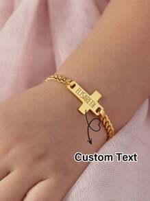 Pulsera personalizada con cruz, ideas de regalo para el día de Acción de Gracias, vuelta al colegio, invierno, Día de San Valentín para niños y niñas - Multicolor - Ver 1