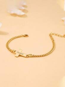 Pulsera personalizada con cruz, ideas de regalo para el día de Acción de Gracias, vuelta al colegio, invierno, Día de San Valentín para niños y niñas - Multicolor - Ver 5