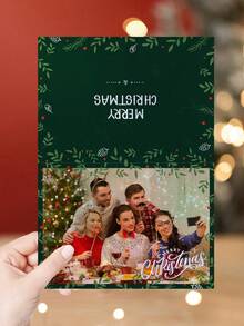 1 张定制照片和文字圣诞贺卡，可选各种激光膜，17.8 厘米 X 12.7 厘米（5 英寸 X 7 英寸），精美礼品，个性化定制圣诞贺卡，适合送给家人、朋友的生日卡，家庭和谐 - 彩色 - 查看 10