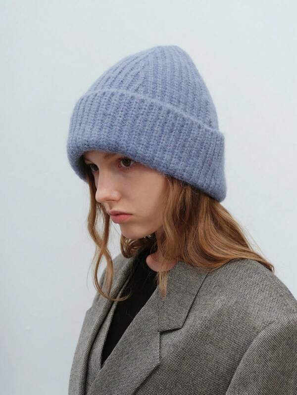 1pc Women's Solid Color Casual Retro Street Style Nylon Knit Warm Beanie Hat, Suitable For Daily Commute, Outdoor Activities And Wear Winter Fall
