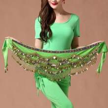 舞蹈服裝腹舞亮片流蘇裙,時尚的肚皮舞腰帶裙子