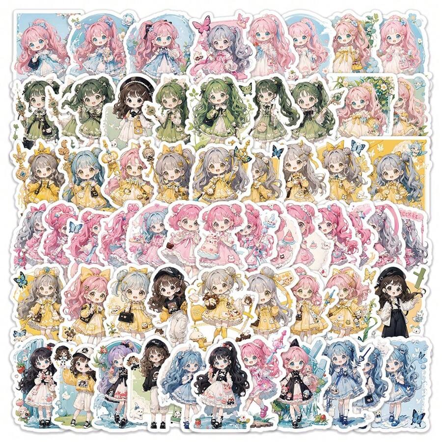 60Pack Kawaii PVC Stickers Matte Vinyl Decals For Laptops, Phones