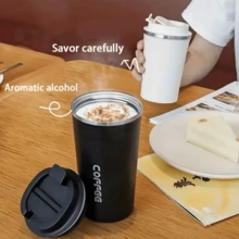 1pc咖啡杯保温保冷便携式欧式高档精致拿铁杯男女通用高端感便携杯 - 彩色 - 查看 7