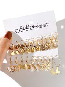 58/21/20/6pcs Fashion Minimalist Elegant Vintage Design Pendant Earrings Set Includes Heart, Butterfly, Star, Moon, Pearl, Infinity, Flower, Leaf Chain, Cross, Wave Charms, Necklace, Ring, Earring, Bracelet, Anklet, Jewelry Gift Set For Holiday, Party, Date Valentines