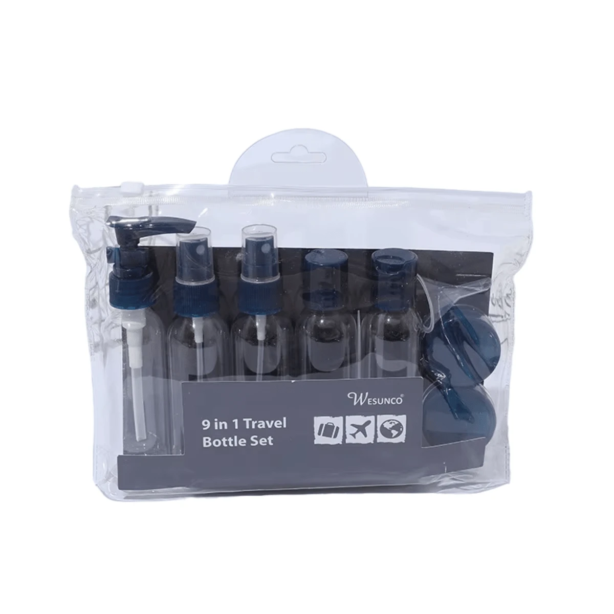 9 Piece Travel Bottle Kit Personal Hygiene Cosmetic - 藏蓝色 - 查看 1