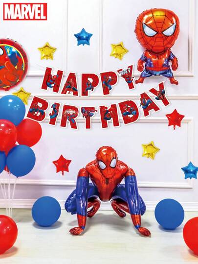 Marvel 29 件漫威官方授权蜘蛛侠气球套装生日旗帜卡通人物气球主题派对毕业周年装饰家居装扮饰品照片背景道具朋友家人礼物圣诞节