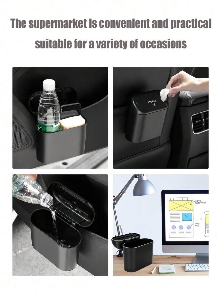 1pc Car Trash Can With Lid & Side Door Hanging Design SHEIN USA