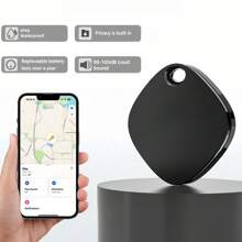 智能标签蓝牙行李追踪器，IP68 防水空气追踪器查找我的（仅限 IOS），钥匙、行李、背包、钱包的查找器定位器，黑色 - 黑色 - 查看 1