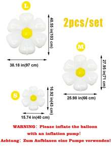 MECRLA 2 piezas Globos de plástico con forma de flor de margarita linda para decoración de escena, decoración de habitación, suministros para fiesta de cumpleaños, decoración de fiesta temática, Navidad - Blanco - Ver 3