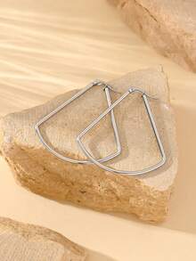 1 cặp bông tai vòng tròn phong cách Âu Mỹ được đánh bóng thủ công, bông tai hình quạt tròn lớn cá nhân hóa cho phụ nữ, bông tai thời trang - Kiểu quạt - Xem 5