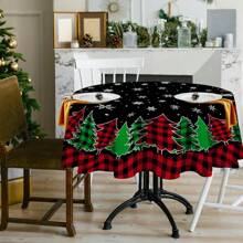 1st Kersttafelkleed, Kerstboomtafelkleed 70 Ronde Inch, Zwart Geruit Rechthoekig Winterkerst En Sneeuwvlok Keuken Kersttafeldecoratie, Geschikt Voor Gezinnen, Diners, FeestenKerstdecoratie, Kerstfeestbenodigdheden