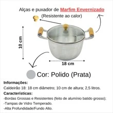 Set Of Pots, Pans And Cauldron Glass Lid, Cast Aluminum, Wooden Handle - Silver - View 4