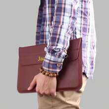 Customized Name Letters Smooth PU Leather Men Women Laptop Sleeve Pouch For Macbook Air Pro Retina 13 15 Inch Case Personalized Initials 13.3 15.4 Inch Sleeve Envelope Bag PU Leather Laptop Notebook Bracket Stand Cover Shell Laptop Bag Unisex