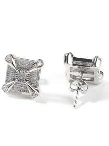 2pcs Vintage Hip Hop Cuboidal Dragon Claw Square Zirconia Stud Earrings, Suitable For Daily Wear For Men - Earrings - View 5