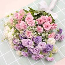 3PCS (White+Pink+Purple) Multicolor Artificial Flowers Silk Carnation Bride Bouquet Fake Plants Room Decor Fall Decor Fake Flowers Garden Autumn Decor Centerpieces Vase For Home New Year's Decor Outdoor Garden Wedding Bouquet Living Room DIY Candy Box Garland Fake Plants Household Products - Multicolor - View 5