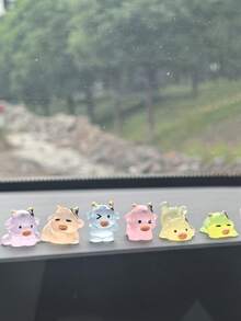 6 piezas de decoración interior del carro, decoración para espejo retrovisor y consola central del carro, con luces de colores - Unitalla - Ver 2