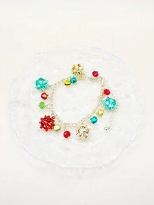 1 件时尚复古风格彩色吊坠圣诞手链女士 - 金黃色 - 查看 2