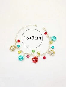 1 件时尚复古风格彩色吊坠圣诞手链女士 - 金黃色 - 查看 5