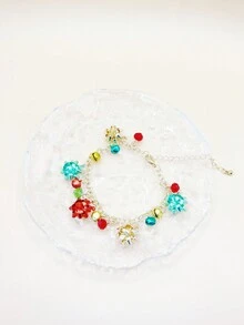 1 件时尚复古风格彩色吊坠圣诞手链女士 - 金黃色 - 查看 4