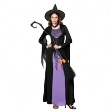 Witch Magic Broom - With Three Ribbons In Purple, Orange And Green, Witch Broom And Ribbon, A Favorite Photo Booth Accessory For Halloween Decoration Parties - Black - View 2